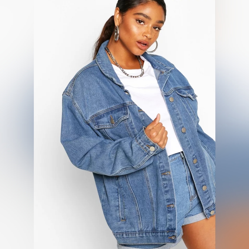 Boohoo Blue Denim Oversized jacket size UK 18, US 14